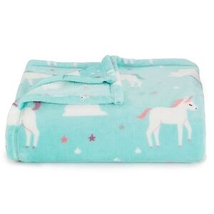 The Big One Unicorn Blanket Oversized Supersoft Plush Throw Girls Blue 5'x6'